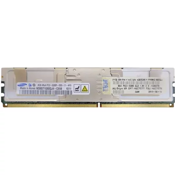 Samsung M395T1G60QJ4-CE68 | 8GB DDR2-667MHz PC2-5300 ECC Fully Buffered FB-DIMM CL5 4Rx4 1.8V 240-Pin Memory Module