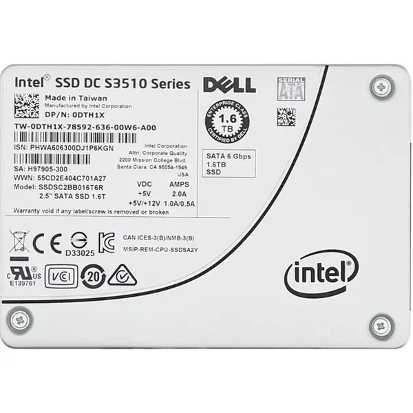 Intel SSDSC2BB016T6R | Dc S3510 1.6TB Multi-Level Cell Sata 6Gb/S 2.5-Inch Solid State Drive-image