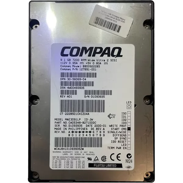 HP BB009222B5 | 9.1GB 7200RPM Ultra2 Scsi Hot Swappable 68-Pin 4MB Cache 3.5-Inch Hard Drive-image