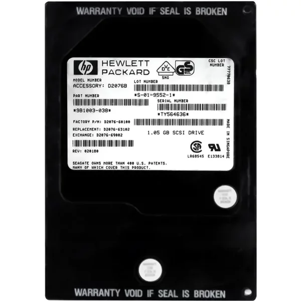 HP D2076-63102 | 1GB 5400RPM Fast Scsi 50-Pin 128KB Cache 3.5-Inch Hard Drive-image