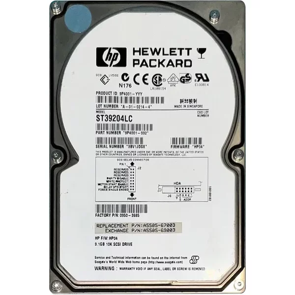HP A5505-67003 | 9.1GB 10000RPM Ultra-2 Wide Scsi Hot-Pluggable (Lvd) 80-Pin 3.5-Inch Hard Drive-image