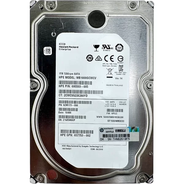 HP 657753-002 | 1TB 7200RPM Sata 6Gb/S LFF 3.5-Inch Midline Hard Drive For Gen8/9 Proliant Server-image