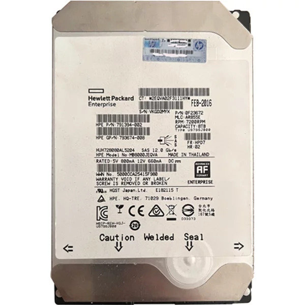 HP MB8000JEQVA | 8TB 7200RPM SAS 12Gb/S Hot-Pluggable 512E 3.5-Inch Midline Hard Drive For G9 Proliant Servers-image
