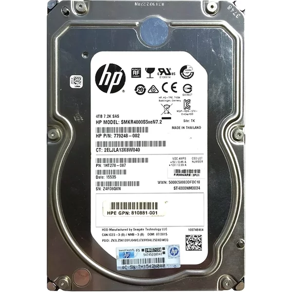 HP SMKR4000S5XEN7.2 | 4TB 7200RPM SAS 12Gb/S LFF 3.5-Inch Nearline Hard Drive For 3Par Storeserv 7000 / 8000-image