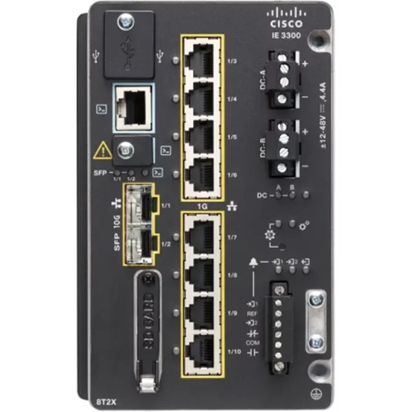 Cisco IE-3300-8T2X-A | Industrial Ethernet 3300 Rugged Series 8 X Ports 10/100Base-T + 2 X Sfp+ Ports 1000Base-X Layer 2 Managed Rail-Mountable Gigabit Ethernet Network Switch-image