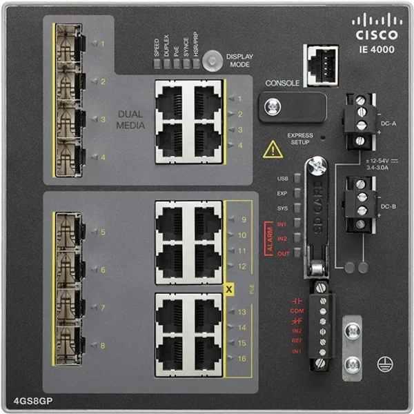 Cisco IE-4000-4GS8GP4G-E= | IE4000 Series 4 X Sfp Ports + 8 X Ports Poe+ 1000Base-T + 4 X Combo Gigabit Sfp Ports L3 Managed Rail-Mountable Ge Network Switch-image