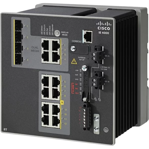 Cisco IE-4000-8T4G-E= | Industrial Ethernet 4000 Series 8 X Ports 10/100Base-Tx + 4 X Combo Gigabit Sfp Ports Layer 3 Managed Rail-Mountable Gigabit Ethernet Network Switch-image