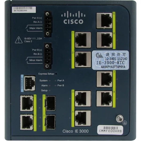 Cisco IE-3000-8TC | Industrial Ethernet 3000 Series 8 X Ports 10/100Base-Tx + 2 X Combo Gigabit Sfp Layer 2 Managed Din Rail-Mountable Fast Ethernet Network Switch-image