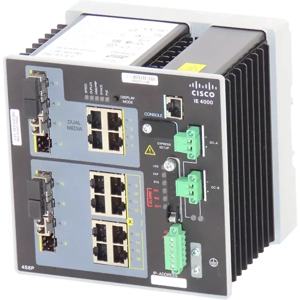 Cisco IE-4000-4S8P4G-E | Industrial Ethernet 4000 Series RJ-45 8 X Ports Poe 100Base-Tx + 4 X Sfp Fe Ports + 4 X RJ-45 Ge Combo Uplink Ports Layer 3 Managed Gigabit Ethernet Network Switch-image
