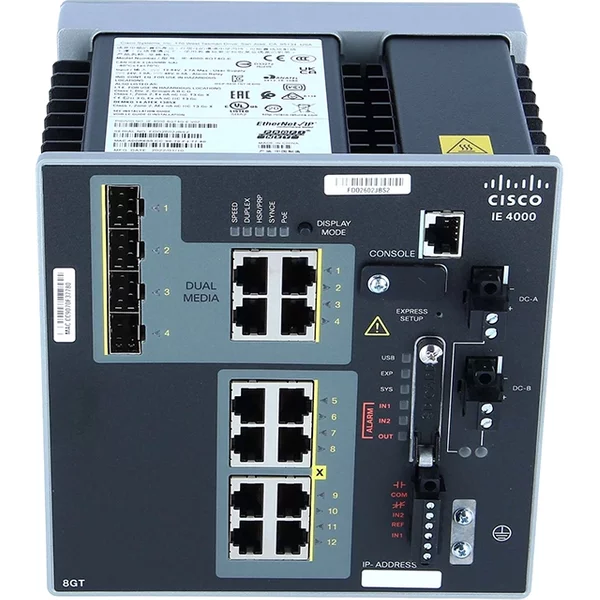 Cisco IE-4000-8GT4G-E | Industrial Ethernet 4000 Series 8 X Ports 10/100/1000Base-T + 4 X Ports Combo Gigabit Sfp Layer 3 Managed Gigabit Ethernet Network Switch-image