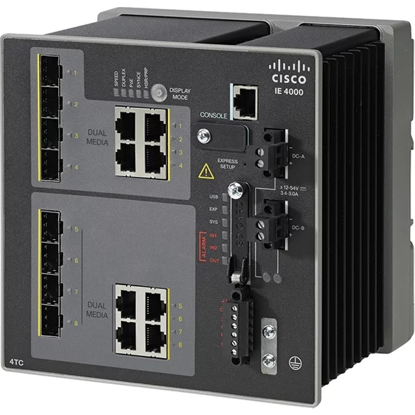 Cisco IE-4000-4TC4G-E-RF | Industrial Ethernet 4000 Series 4 X RJ-45 Ge Combo Uplink Ports 10/100/1000Base-T + 4 X Fe Additional Combo Ports Layer 3 Managed Gigabit Ethernet Network Switch-image