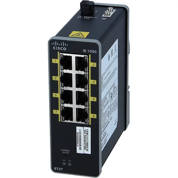 Cisco IE-1000-6T2T-LM-RF | Industrial Ethernet 1000 Series 8 X Ports 100Base-Tx Layer 2 Rail-Mountable Fast Ethernet Network Switch-image