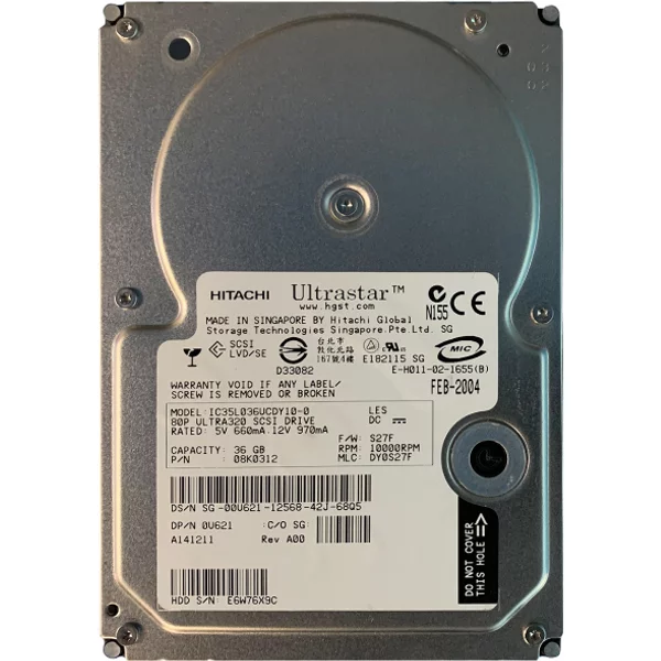 Dell 00U621 | 36GB 10000RPM Ultra320 Scsi Hot-Pluggable 8MB Cache 80-Pin 3.5-Inch Hard Drive For Poweredge & Powervault Servers-image
