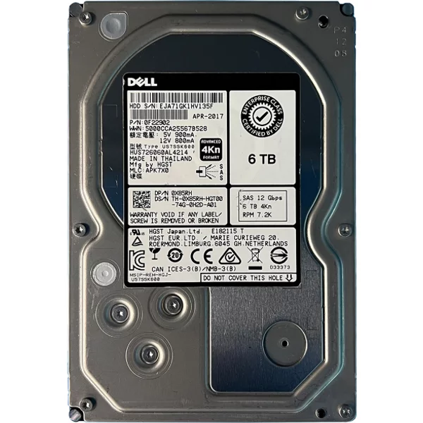 Hgst 0F22902 | Ultrastar 7K6000 Series 6TB 7200RPM SAS 12Gb/S 128MB Cache 4Kn (Secure Erase) 3.5-Inch Hard Drive-image