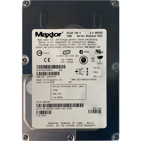 Dell 0G8763 | 73GB 10000RPM SAS 3Gb/S Hot-Pluggable 3.5-Inch Hard Drive For Poweredge Server-image
