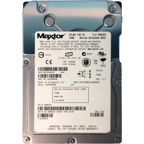 Dell 0M8032 | 73GB 15000RPM SAS 3Gb/S Hot-Pluggable 16MB Cache 3.5-Inch Hard Drive For Poweredge Server-image