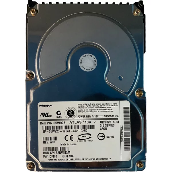 Dell 05W925 | 36GB 10000RPM Ultra320 Scsi Hot-Swappable 80-Pin 3.5-Inch Hard Drive For Poweredge Servers-image