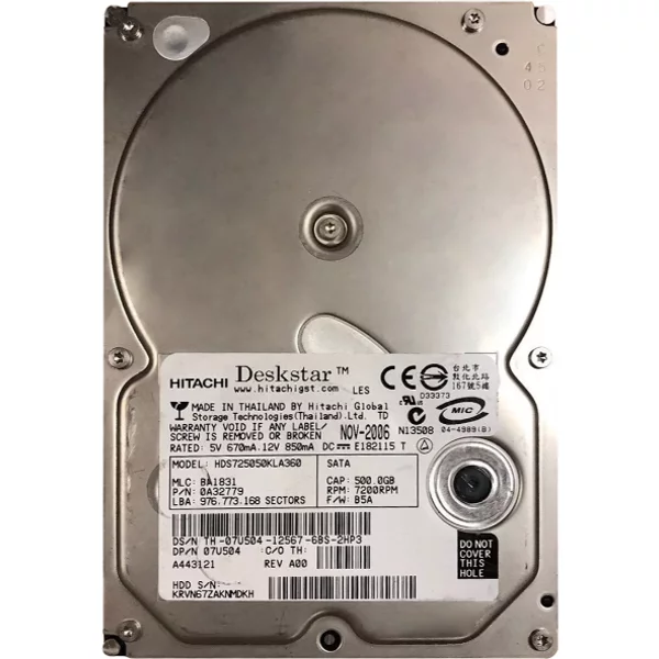 Dell 7U504 | 500GB 7200RPM Sata 3Gb/S Hot-Pluggable 16MB Cache (512N) 3.5-Inch Hard Drive For Poweredge Server & Powervault Storage Array-image