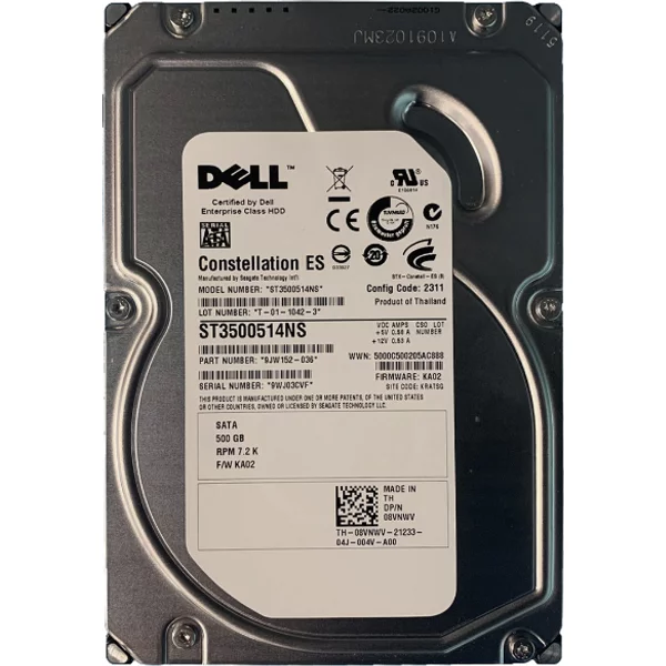 Dell 08VNWV | 500GB 7200RPM Sata 3Gb/S Hot-Pluggable 32MB Cache 3.5-Inch Hard Drive For Poweredge Server-image