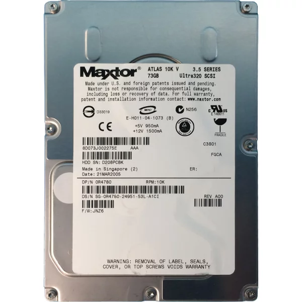 Maxtor 8D073J002275E | Atlas 10K V 73.5GB 10000RPM Ultra320 Scsi 8MB Cache 80-Pin 3.5-Inch Hard Drive-image