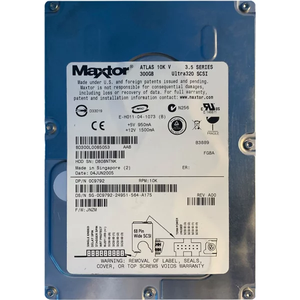 Dell 8D300L0085053 | 300GB 10000RPM Ultra320 Scsi 8MB Cache 68-Pin 3.5-Inch Hard Drive-image