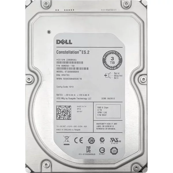 Dell 91K8T | 3TB 7200RPM Nearline SAS 6Gb/S 3.5-Inch Hard Drive For Poweredge Servers-image