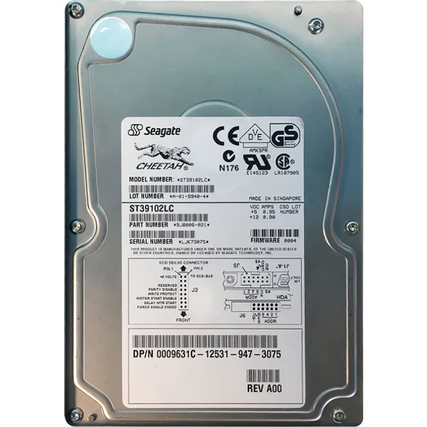 Dell 0009631C | 9.1GB 10000RPM Wide Ultra2 Scsi 1MB Cache 80-Pin 3.5-Inch Hard Drive-image