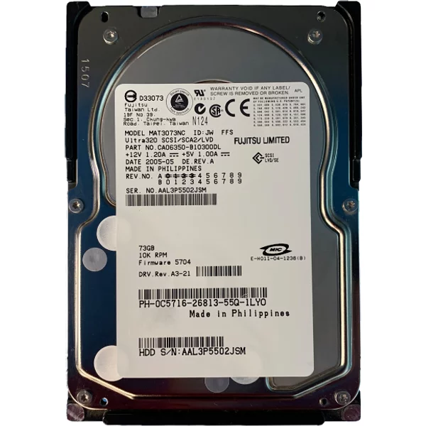 Fujitsu CA06350-B10300DL | 73GB 10000RPM Ultra320 Scsi 80-Pin 8MB Cache 3.5-Inch Hard Drive-image