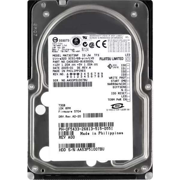 Fujitsu CA06350-B16300DL | 73.5GB 10000RPM Ultra320 Scsi 68-Pin 8MB Cache 3.5-Inch Hard Drive-image