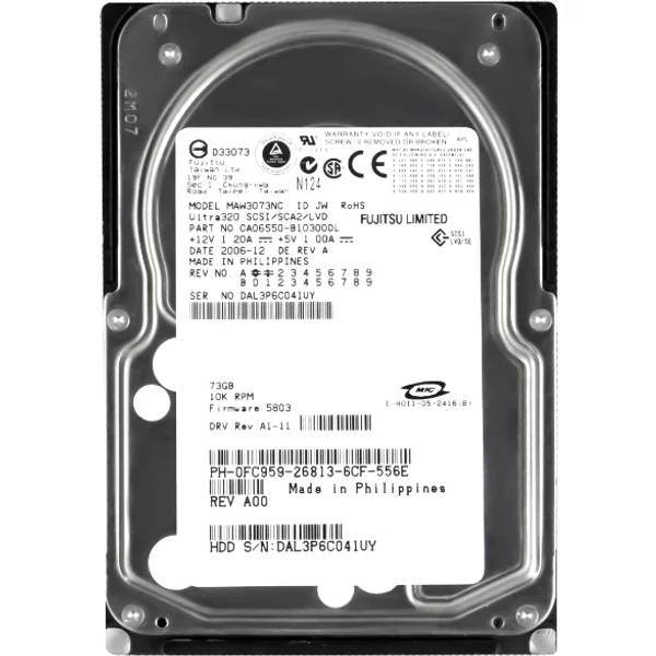 Fujitsu CA06550-B10300DL | 73GB 10000RPM Ultra320 Scsi 80-Pin 8MB Cache 3.5-Inch Hard Drive-image