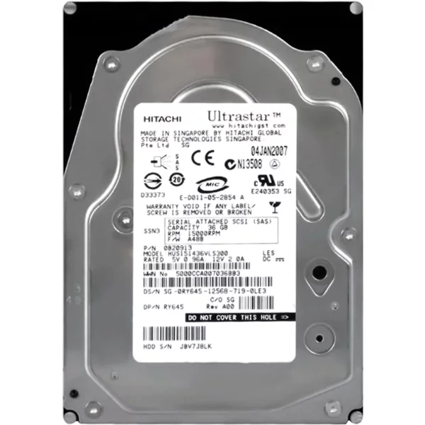 Hitachi HUS151436VLS300 | Ultrastar 15K147 Series 36.7GB 15000RPM SAS 3Gb/S 16MB Cache 3.5-Inch Hard Drive-image