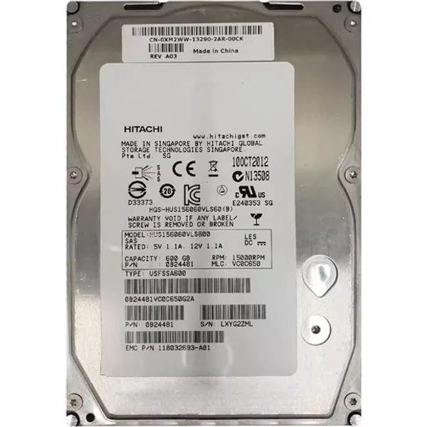 Hitachi HUS156060VLS60 | 600GB 15000RPM SAS 6Gb/S 64MB Cache 3.5-Inch Hard Drive-image