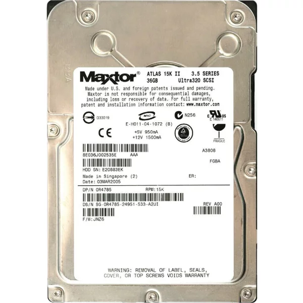 Dell R4785 | 36GB 15000RPM Ultra320 Scsi Hot-Pluggable 8MB Cache 80-Pin 3.5-Inch Hard Drive For Poweredge Server & Powervault Storage Array-image