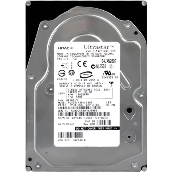 Dell RY645 | 36GB 15000RPM SAS 3Gb/S Hot-Pluggable 16MB Cache 3.5-Inch Hard Drive For Poweredge Servers-image
