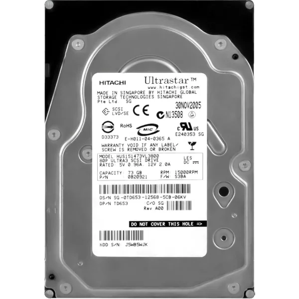 Dell TD653 | 73GB 15000RPM Ultra320 Scsi 80-Pin 3.5-Inch Hard Drive-image