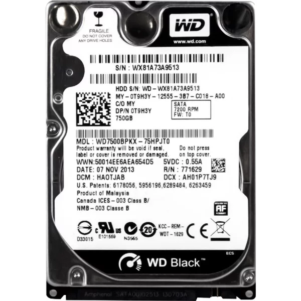 Western Digital WD7500BPKX-75HPJT0 | Black 750GB 7200RPM Sata 6Gb/S 16MB Cache 2.5-Inch Hard Drive-image