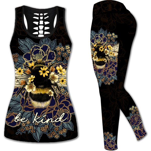 Gym Bee Hollow Tank Top Legging Sets-image