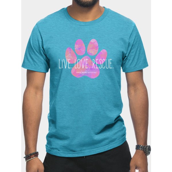 Live Love Rescue Pink Paw Print - Dog - T-Shirt-image