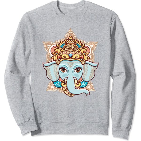 Ganesh Elephant Headed Hindu God Art Ganesha Face Image Sweatshirt-image