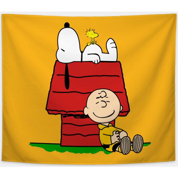 Snoopy Woodstock And Charlie Brown Take A Nap - Snoopy - Tapestry-image