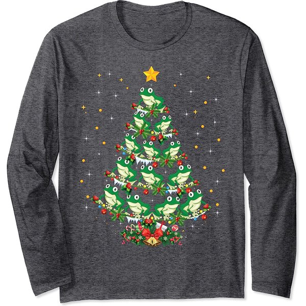 Frogs Lover Xmas Gift Frog Christmas Tree Long Sleeve T-Shirt-image