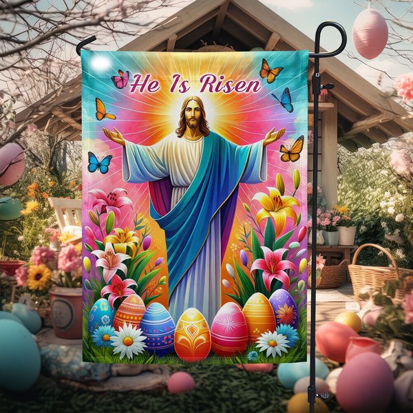 He Is Risen Resurrection Of Jesus Easter Day Garden Flag-image