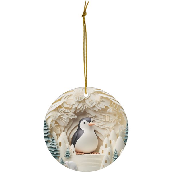 Winter Penguin Ceramic Ornament-image