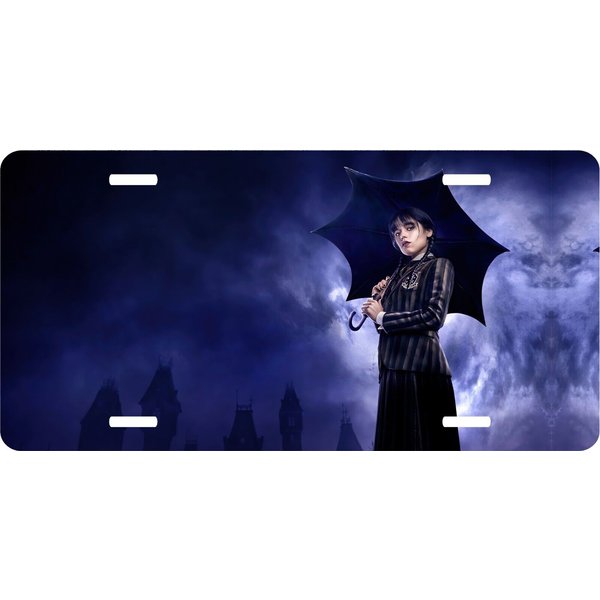 Wednesday Addams Umbrella License Plate