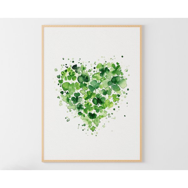 Shamrock Heart Watercolor Painting St. Patrick's Day Poster Clover-image