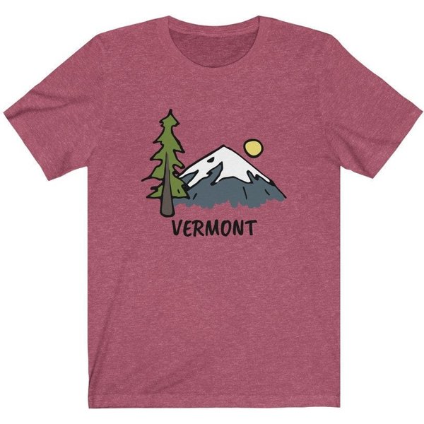 Vermont T-Shirt, Drawn Mountain Unisex Vermont Shirt-image