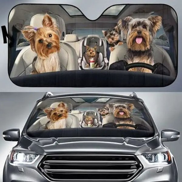 Yorkshire Terrier Family Funny Safe Driver Auto Sun Shade-image