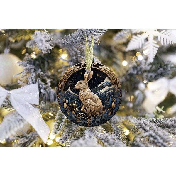 Acrylic Ornament, Winter, Snowshoe Hare Ornament