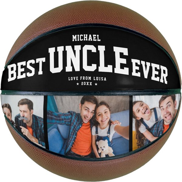 Custom Best Uncle Ever Modern Cool Family 3 Photo Basketball