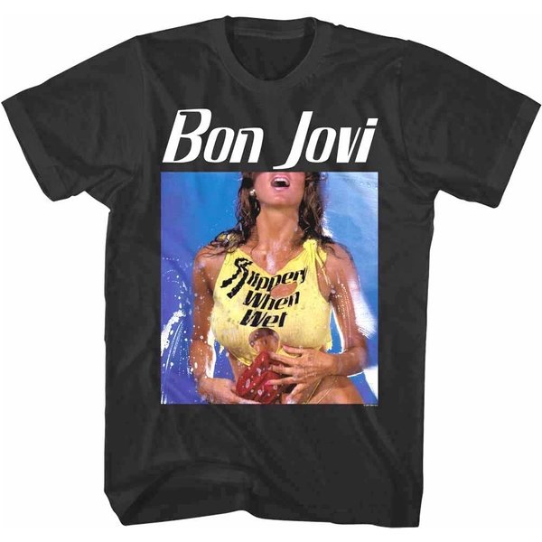 Bon Jovi Slippery When Wet Girl Men's T Shirt Rock Band Album Concert Tour Merch-image